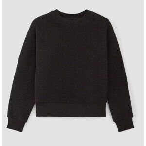 Everlane Woman’s Pullover Teddy Crewneck Oversized Sweatshirt Loungewear M Black